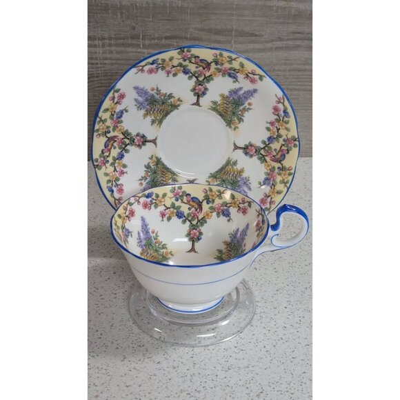 AYNSLEY Art Deco "Trees Garden" Cup & Saucer - Picture 5 of 8